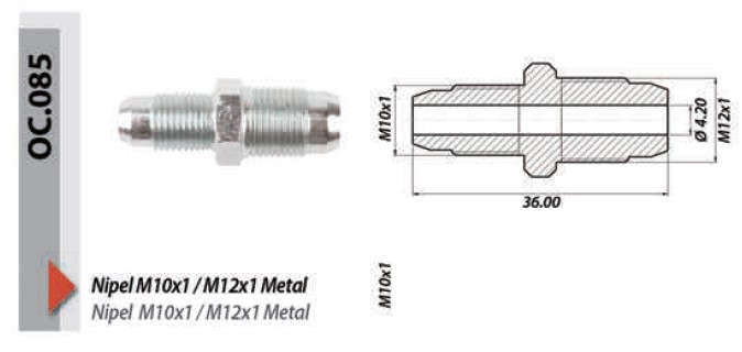 Переходник соединительный с редуктора на клапан газа  M10x1/M12x1 (OC.085)