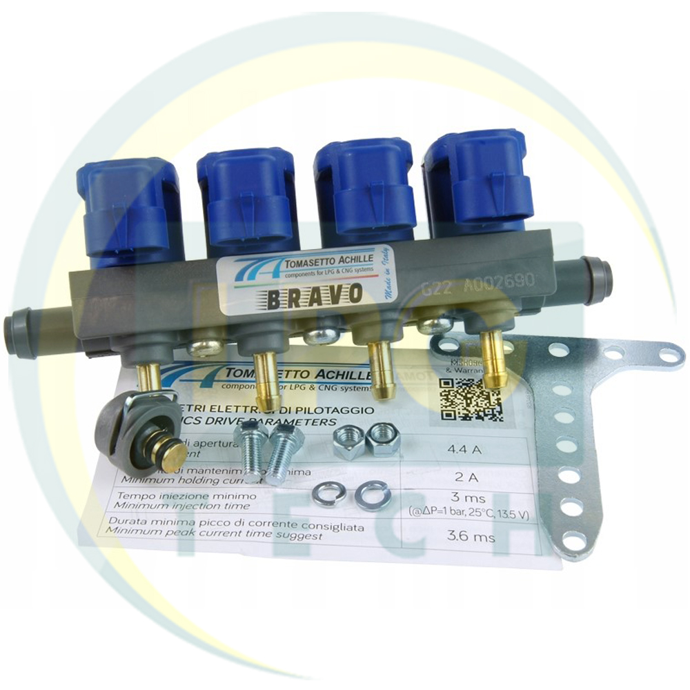 Форсунки Tomasetto IT01 BRAVO 4 цилиндра 1,8 Ом, жиклеры 1,5 мм (IRAT1504)